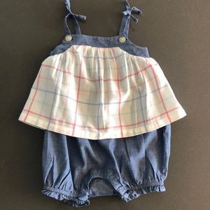 Gap Chambray and plaid bow strapped Romper